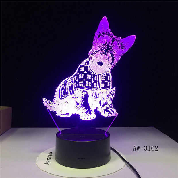 3D Lovely Spot Dog Night Lights LED USB 7 Colors Sensor Desk Lamp Novelty 3D Table Lamp Friends Kids Birthday Gift Light AW-3102