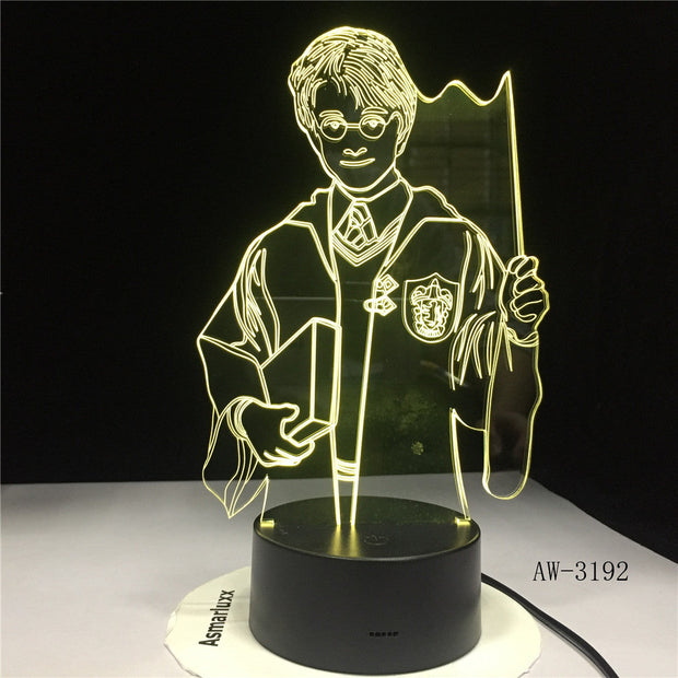 3D Harry Potter Night Light Hogwarts Discoloration Magic School LED Lamp Luminaria Bedroom Decor Linternas Table Lamp AW-3192