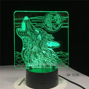 Wolf Roaring Moon 3D Led Lamp Nightlight USB Operated Night Light Lamp Visual Light Effect Gift for Teenager luminari 3226