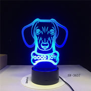 Hot 3D Night Lamp lovely Big Ears Dog Animal Cartoon 7 Color Change USB Desk Lamp Bedroom Light Friends Kids Birthday G AW-3657