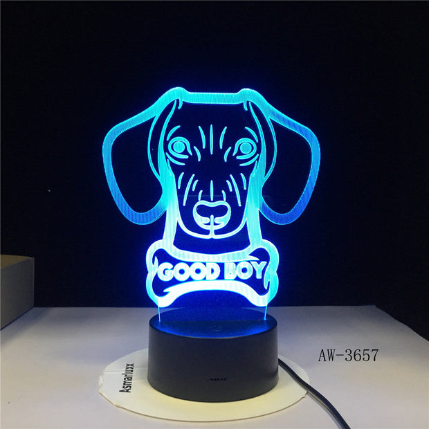 Hot 3D Night Lamp lovely Big Ears Dog Animal Cartoon 7 Color Change USB Desk Lamp Bedroom Light Friends Kids Birthday G AW-3657