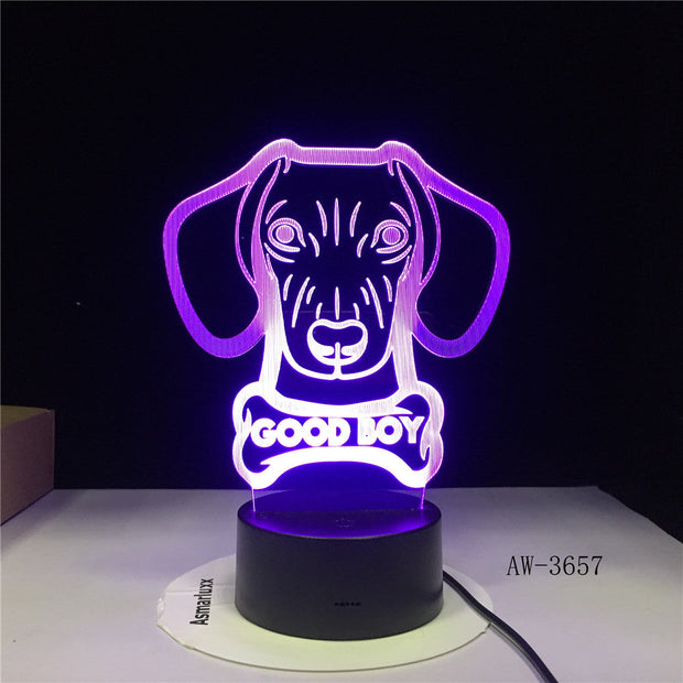 Hot 3D Night Lamp lovely Big Ears Dog Animal Cartoon 7 Color Change USB Desk Lamp Bedroom Light Friends Kids Birthday G AW-3657