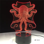3D Animal Octopus Cuttlefish RC USB LED Lamp Underwater World Fish Kids Toys Light 7 Colors Change Night Light Desk Gift AW-411
