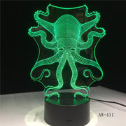 3D Animal Octopus Cuttlefish RC USB LED Lamp Underwater World Fish Kids Toys Light 7 Colors Change Night Light Desk Gift AW-411