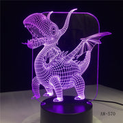 Dinosaur 3D LED Lamp Cartoon Animal Table Desk Lamp Children Kids Bedroom Decor Sleeping Night Light Gift Office Light AW-570