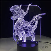 Dinosaur 3D LED Lamp Cartoon Animal Table Desk Lamp Children Kids Bedroom Decor Sleeping Night Light Gift Office Light AW-570