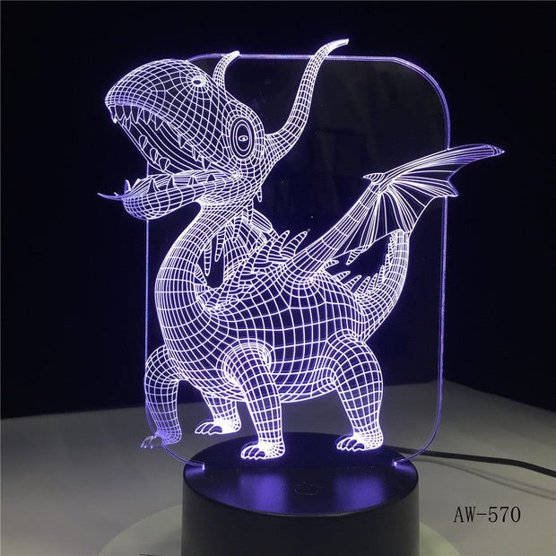 Dinosaur 3D LED Lamp Cartoon Animal Table Desk Lamp Children Kids Bedroom Decor Sleeping Night Light Gift Office Light AW-570
