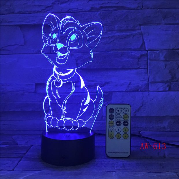 Cute Dog 3D LED Lamp Night Light Multi-colors RGBW Bulb Decorative Luminaria Birthday Gift For Friends Kids Birthday Gift AW-613