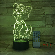 Cute Dog 3D LED Lamp Night Light Multi-colors RGBW Bulb Decorative Luminaria Birthday Gift For Friends Kids Birthday Gift AW-613