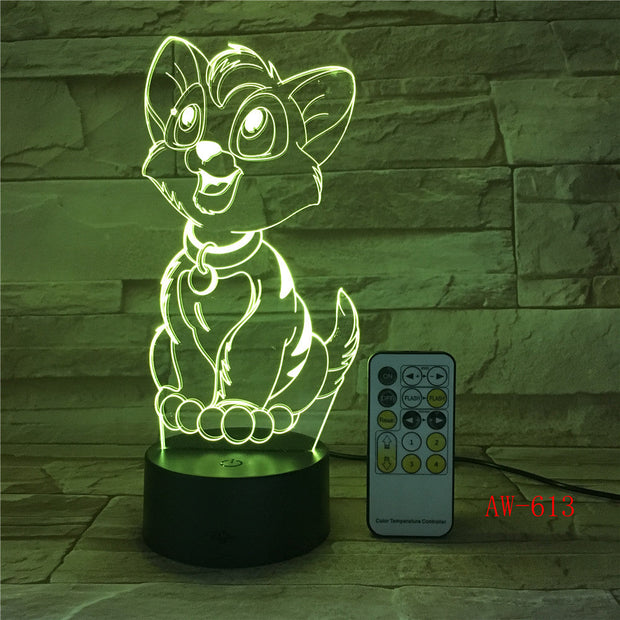 Cute Dog 3D LED Lamp Night Light Multi-colors RGBW Bulb Decorative Luminaria Birthday Gift For Friends Kids Birthday Gift AW-613