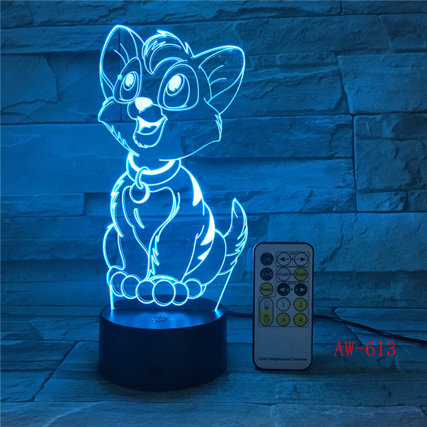 Cute Dog 3D LED Lamp Night Light Multi-colors RGBW Bulb Decorative Luminaria Birthday Gift For Friends Kids Birthday Gift AW-613