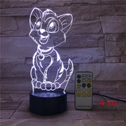 Cute Dog 3D LED Lamp Night Light Multi-colors RGBW Bulb Decorative Luminaria Birthday Gift For Friends Kids Birthday Gift AW-613