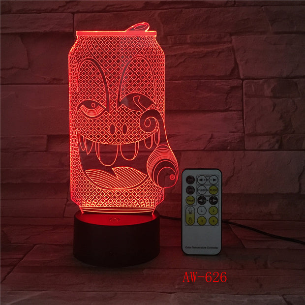 USB Acrylic Colorful Smoke Coke Expression Cartoon Night Light Bedroom Office LED Table Lamp Child Christmas Gift AW-626