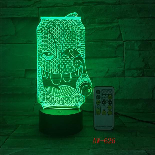 USB Acrylic Colorful Smoke Coke Expression Cartoon Night Light Bedroom Office LED Table Lamp Child Christmas Gift AW-626