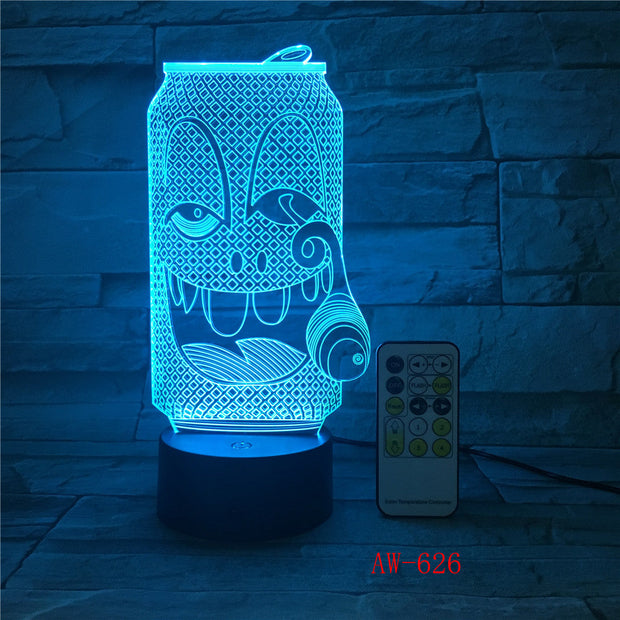 USB Acrylic Colorful Smoke Coke Expression Cartoon Night Light Bedroom Office LED Table Lamp Child Christmas Gift AW-626