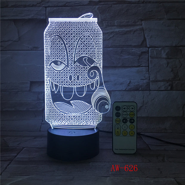 USB Acrylic Colorful Smoke Coke Expression Cartoon Night Light Bedroom Office LED Table Lamp Child Christmas Gift AW-626