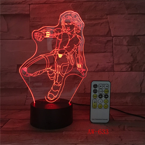Wonder Woman DC 3D LED Night light Decoration lamp Bedroom Sleep Light 7 Color Change Boy Kid Girl RC Christmas Gift Toy AW-633