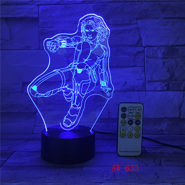 Wonder Woman DC 3D LED Night light Decoration lamp Bedroom Sleep Light 7 Color Change Boy Kid Girl RC Christmas Gift Toy AW-633