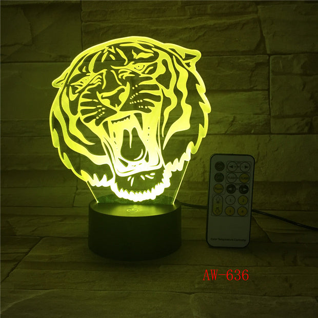 Tiger Christmas decorations gift for baby room lights Table Lamp For Bedroom Black base Lovely 7 color change Desk Lamp AW-636