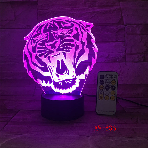 Tiger Christmas decorations gift for baby room lights Table Lamp For Bedroom Black base Lovely 7 color change Desk Lamp AW-636
