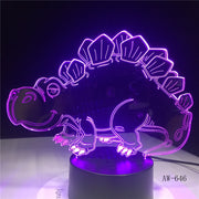Dinosaur Model 3D illusion LED Night Light 7Color Product light with Touch Button Office Light Drop AW-646