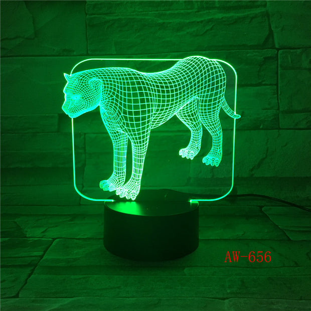 7 Colors Changeable Acrylic Leopards 3D Night Light LED Bedroom NightLight USB Table Lamp Baby Lighting Decor Kids Gift AW-656
