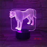 7 Colors Changeable Acrylic Leopards 3D Night Light LED Bedroom NightLight USB Table Lamp Baby Lighting Decor Kids Gift AW-656