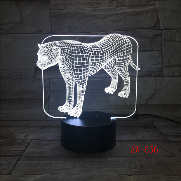 7 Colors Changeable Acrylic Leopards 3D Night Light LED Bedroom NightLight USB Table Lamp Baby Lighting Decor Kids Gift AW-656