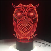 3D LED Night Lights Spiritual Owl with 7 Colors Light for Home Decoration Lamp Visualization Optical Illusion Awesome AW-658