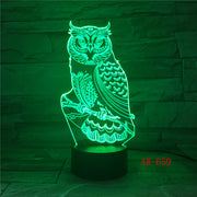 3D LED Night Lights Spiritual Owl with 7 Colors Light for Home Decoration Lamp Amazing Visualization Optical Illusion AW-659