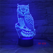 3D LED Night Lights Spiritual Owl with 7 Colors Light for Home Decoration Lamp Amazing Visualization Optical Illusion AW-659