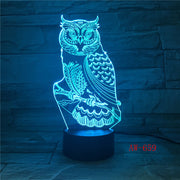 3D LED Night Lights Spiritual Owl with 7 Colors Light for Home Decoration Lamp Amazing Visualization Optical Illusion AW-659