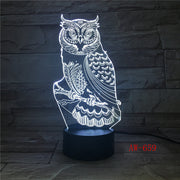 3D LED Night Lights Spiritual Owl with 7 Colors Light for Home Decoration Lamp Amazing Visualization Optical Illusion AW-659