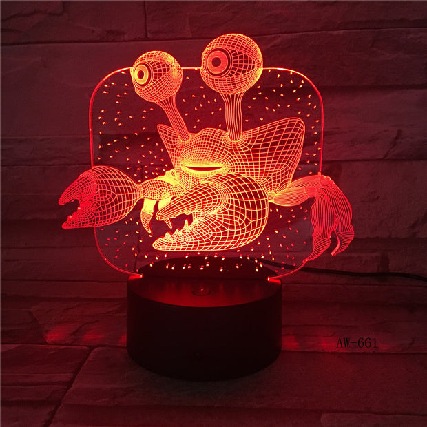 3D USB Children'S Bedside Sleep Led Decoration Creative Night Lights 7 Colors Visual Crab Table Lamp Lighting Fixtures AW-661