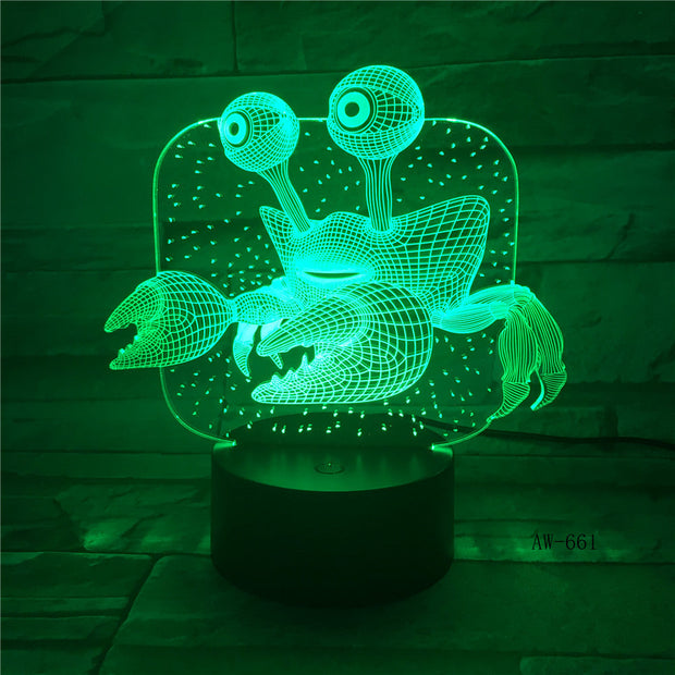 3D USB Children'S Bedside Sleep Led Decoration Creative Night Lights 7 Colors Visual Crab Table Lamp Lighting Fixtures AW-661