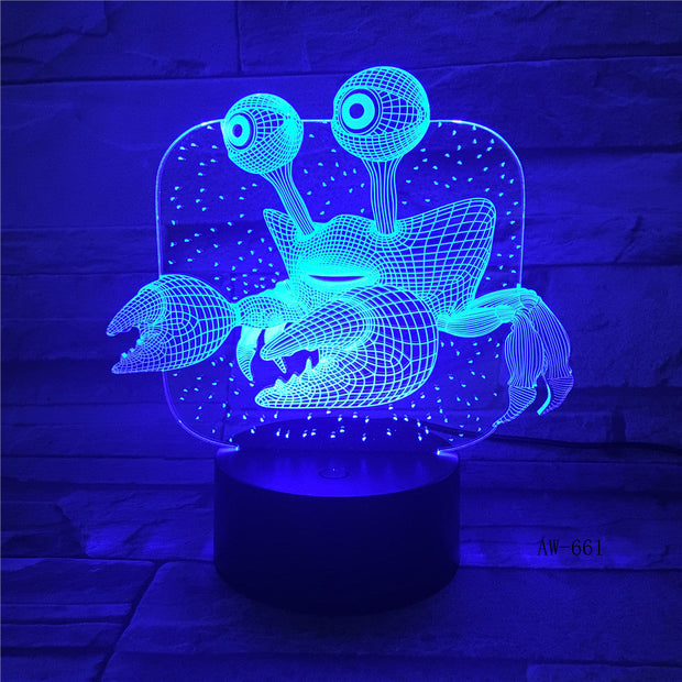 3D USB Children'S Bedside Sleep Led Decoration Creative Night Lights 7 Colors Visual Crab Table Lamp Lighting Fixtures AW-661