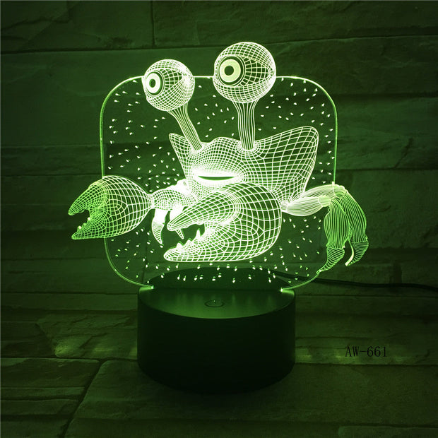 3D USB Children'S Bedside Sleep Led Decoration Creative Night Lights 7 Colors Visual Crab Table Lamp Lighting Fixtures AW-661