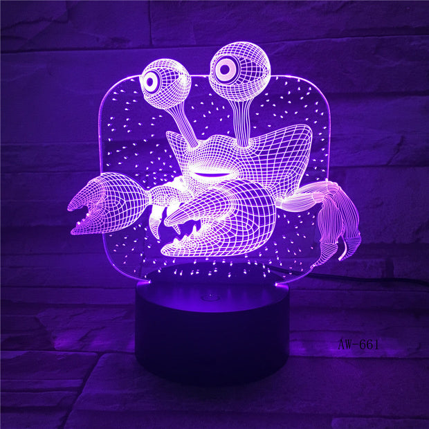3D USB Children'S Bedside Sleep Led Decoration Creative Night Lights 7 Colors Visual Crab Table Lamp Lighting Fixtures AW-661