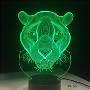 3D LED Night Lights Tiger 7 Colors Light for Home Decoration Lamp Amazing Visualization Optical Illusion Awesome Gift AW-665