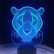 3D LED Night Lights Tiger 7 Colors Light for Home Decoration Lamp Amazing Visualization Optical Illusion Awesome Gift AW-665