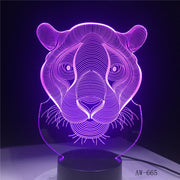 3D LED Night Lights Tiger 7 Colors Light for Home Decoration Lamp Amazing Visualization Optical Illusion Awesome Gift AW-665