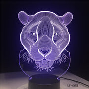 3D LED Night Lights Tiger 7 Colors Light for Home Decoration Lamp Amazing Visualization Optical Illusion Awesome Gift AW-665