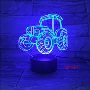 3D LED Night Light Dynamic Tractor Car with 7 Colors Light for Home Decoration Lamp Visualization Optical Illusion AW-667