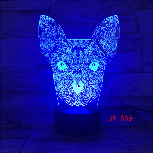 3D Cat LED Night Light USB Charging Animal Shape Indoor Decoration Lamp Kids Night Lamps For Room Indoor Light Dropship AW-669