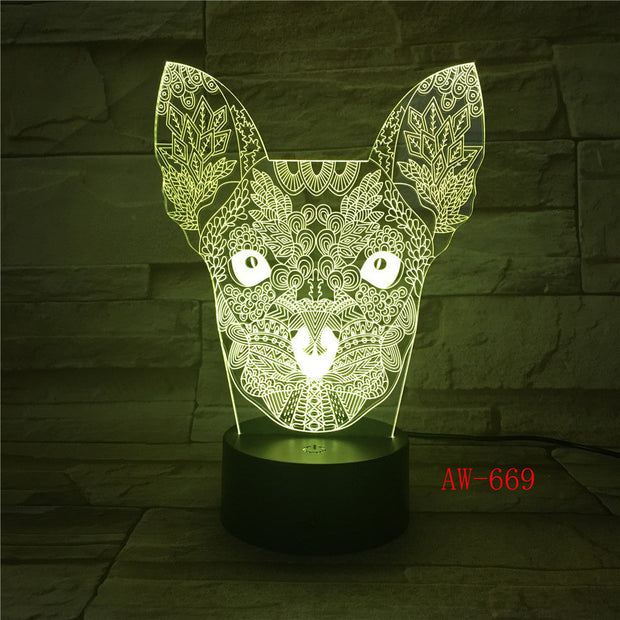 3D Cat LED Night Light USB Charging Animal Shape Indoor Decoration Lamp Kids Night Lamps For Room Indoor Light Dropship AW-669