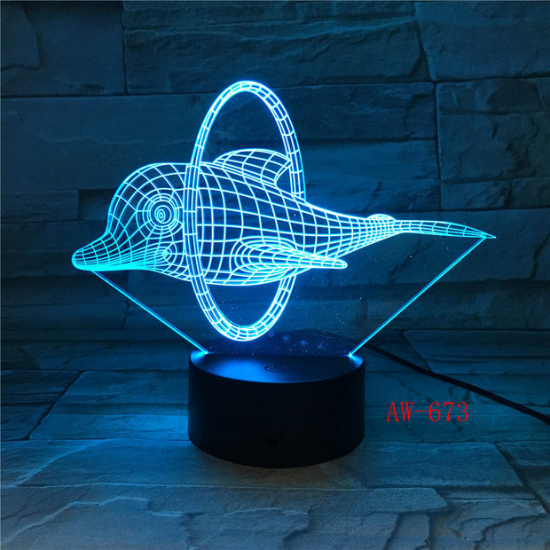 2019 Lovely Naughty 3D Dolphin Design LED Table Lamp with USB Cable NightLights as Children & Kids Gifts Dropshipping AW-673