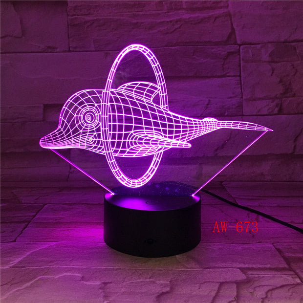2019 Lovely Naughty 3D Dolphin Design LED Table Lamp with USB Cable NightLights as Children & Kids Gifts Dropshipping AW-673