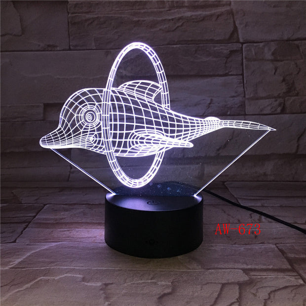 2019 Lovely Naughty 3D Dolphin Design LED Table Lamp with USB Cable NightLights as Children & Kids Gifts Dropshipping AW-673