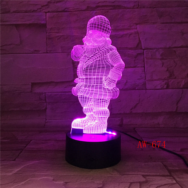 3D Stereoscopic Visual Creative Atmosphere of Santa Claus 7 Color Change Table Lamp Bedroom LED Night Light Dropship AW-674