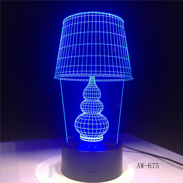USB LED Night Light Lotus Flower 3D 7color holiday Desk Lamp Switch Lantern Touch laser para Christmas Gift Decoration AW-675